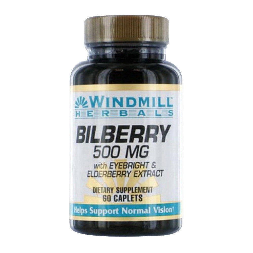 Windmill Bilberry 5 mg Extract Caplets, With Eyebright & Elderberry, 60 Ea